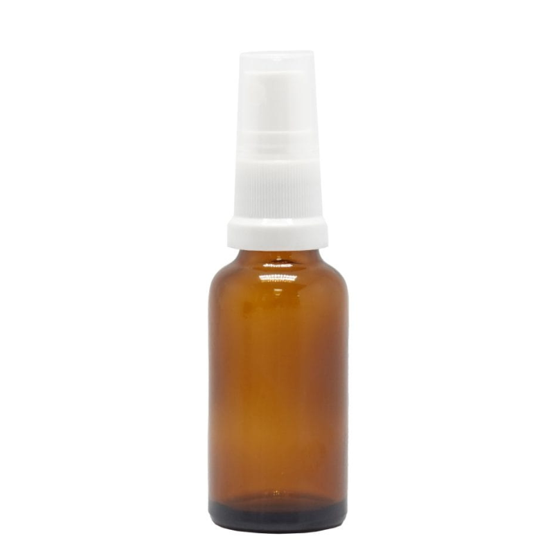 Product image of Amber Glass Aromatherapy Bottle 18mm Neck With White Atomiser/Mist Spray Cap (18mm Neck)