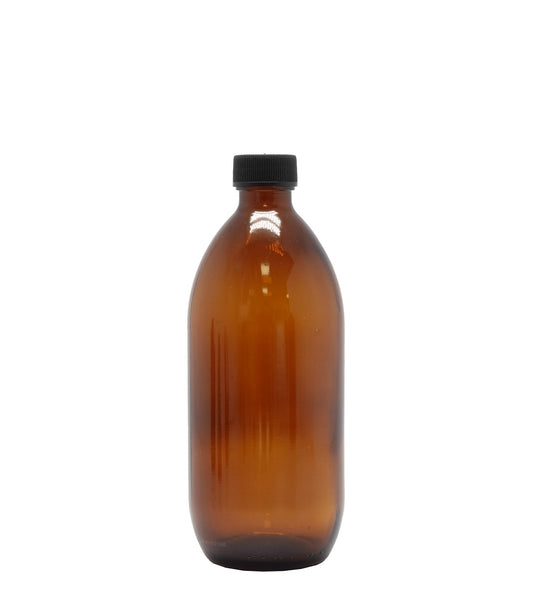 Product image of Amber Glass Generic Bottle With Screw Cap Black (28mm Neck)
